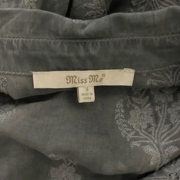 MISS ME Bluish Gray Button Down Shirt. - Picture 5 of 6